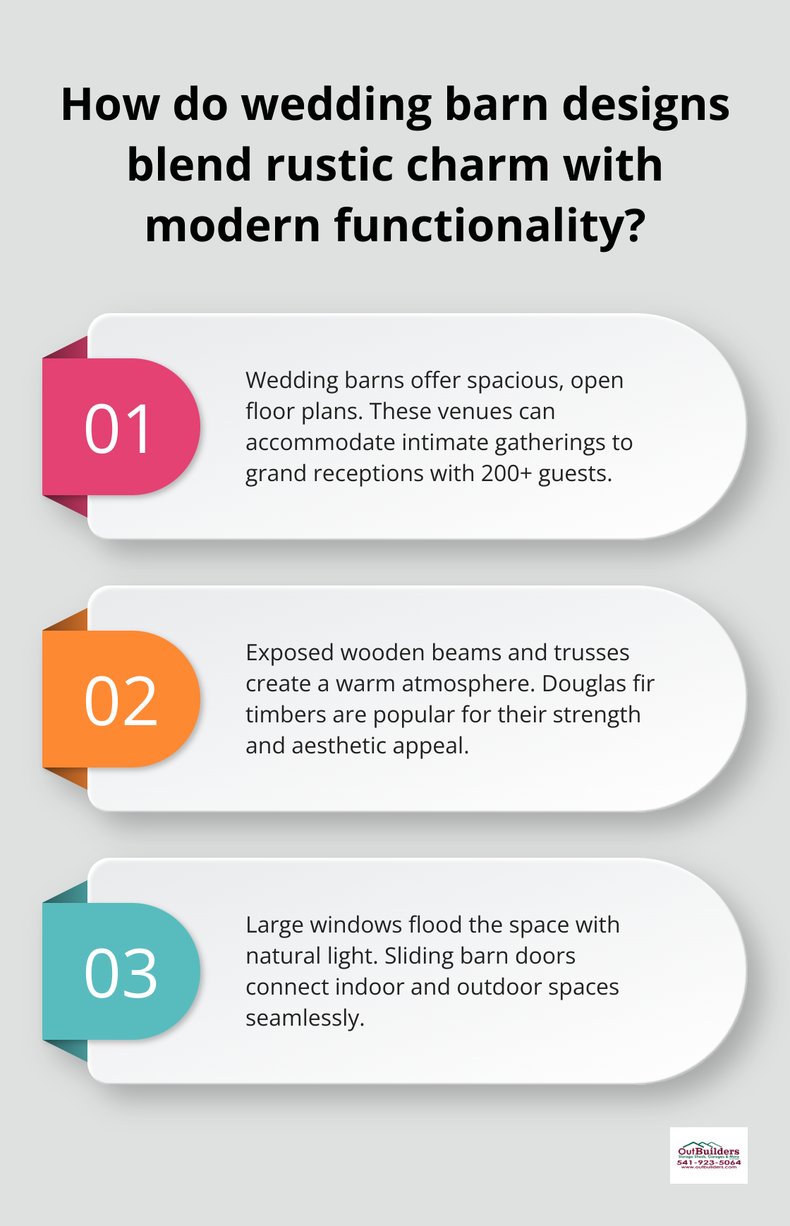 Infographic: How do wedding barn designs blend rustic charm with modern functionality?